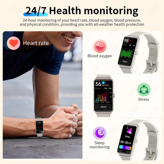 LIGE New Smart Watch Women Men 2025 Call Reminder 1.47" HD Screen Smartwatch For Android IOS Fitness Tracker Waterproof Watches