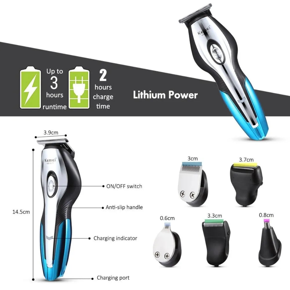 Rechargeable Cordless Hair Clippers Trimmer Grooming Kit for Men Beard Razor Cutting Nose Ear Hair Removal Tool