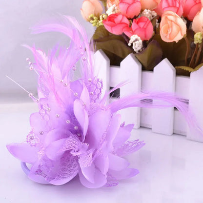 Women's Fashion Flower Feather Bead Corsage Hair Clip Bridal Hairband Brooch Pin Brida Barrettes Hair Accessories Jewelry