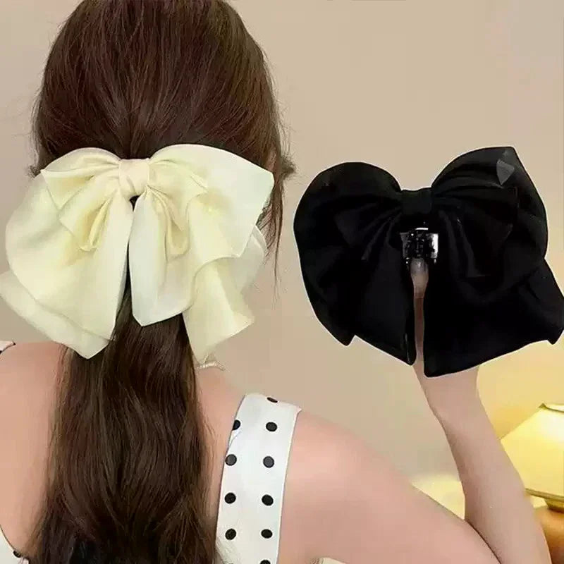 Women's Black Hair Clip French Temperament Bow Ponytail Clip Hair Accessories