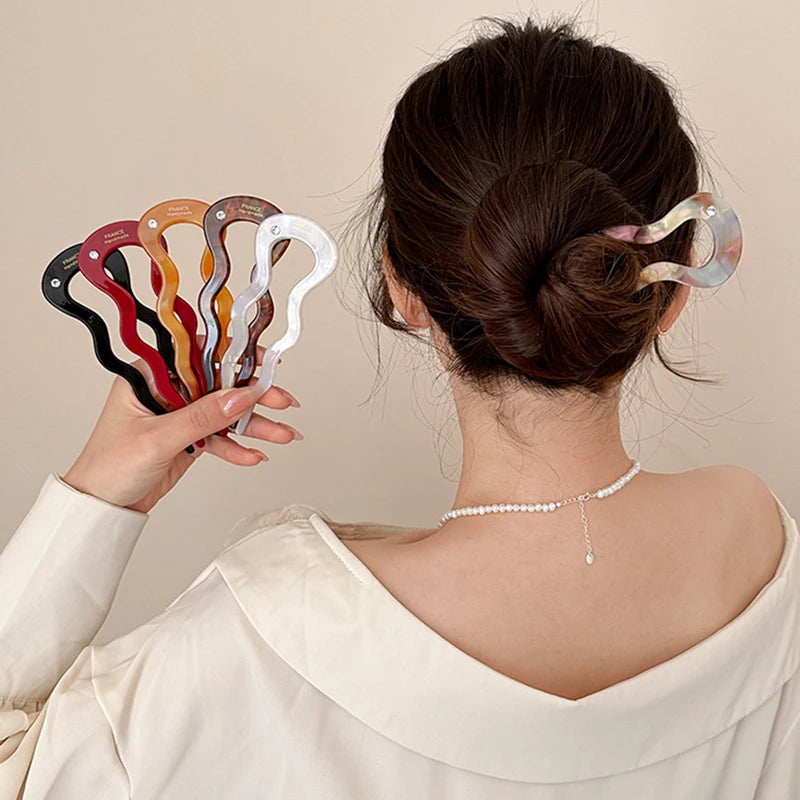 1 piece of French braided hair forks, U-shaped curling forks, retro turtle shells, ladies' hairpins, headwear