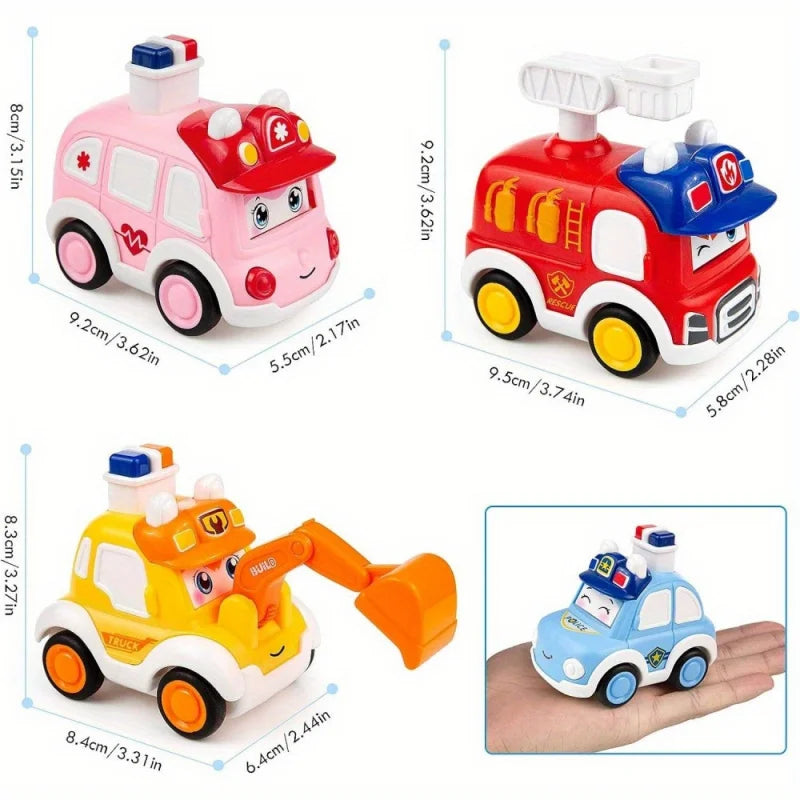 Kids Press & Go Cartoon Car, Simple Manual Operation, Interactive Parent-Child Toy, Ideal Birthday & Christmas Gift