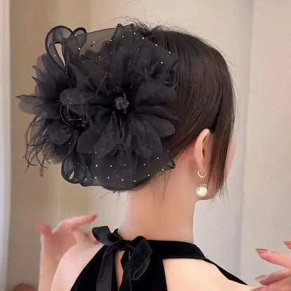 Fashion Exquisite Women Black Hair Accessories Girls Summer Autumn Hair Claws Flower Feather  Female New Headwear Hair Clip