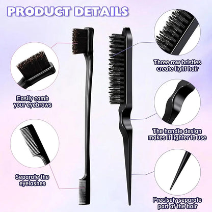 11 Pcs Hair Styling Kit for Women:Wide Tooth Comb, Detangler & Teasing Edge Brush, Rat Tail Comb, Alligator Clips for Curly Hair