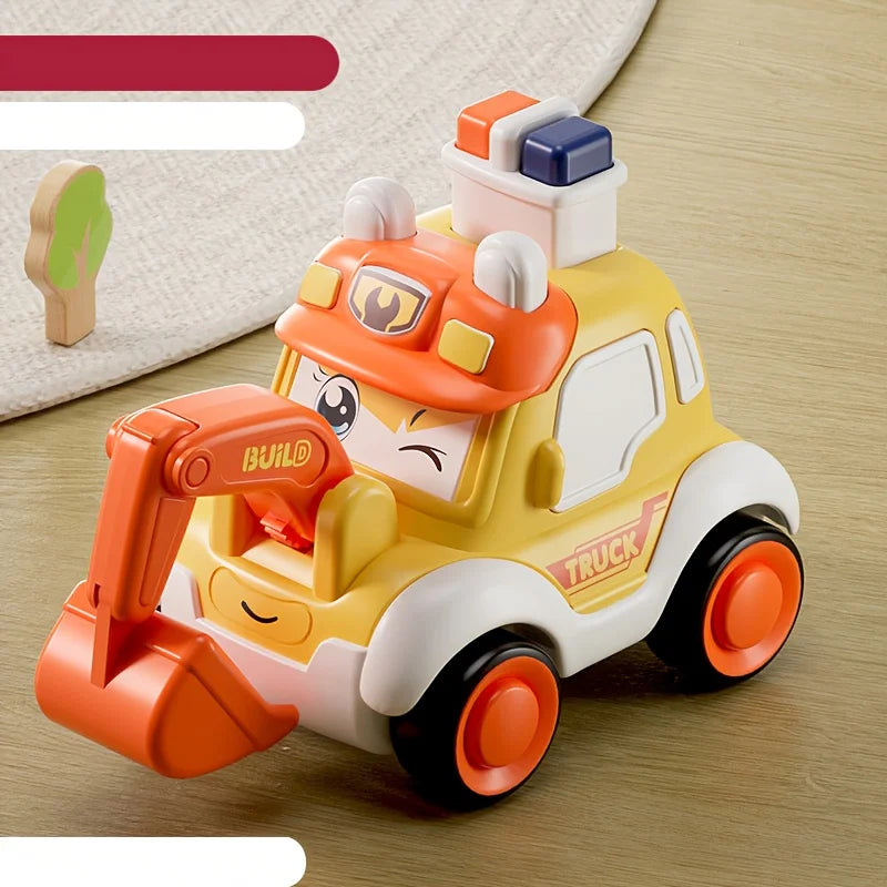 Kids Press & Go Cartoon Car, Simple Manual Operation, Interactive Parent-Child Toy, Ideal Birthday & Christmas Gift