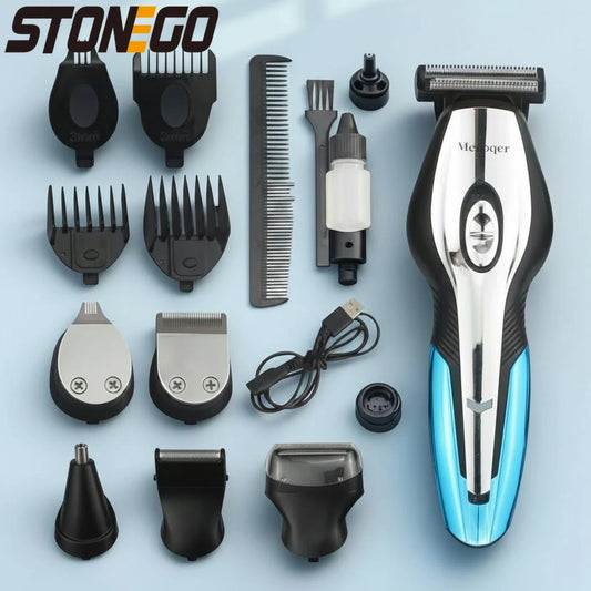 Rechargeable Cordless Hair Clippers Trimmer Grooming Kit for Men Beard Razor Cutting Nose Ear Hair Removal Tool