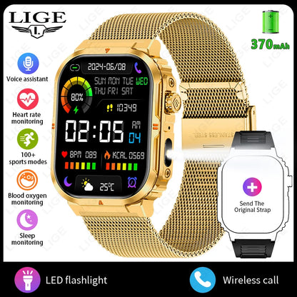 LIGE New Smart Watch For Men Women 2.01" HD Display Health Monitor Sport Fitness Watches AI Voice Bluetooth Call Smartwatch Men
