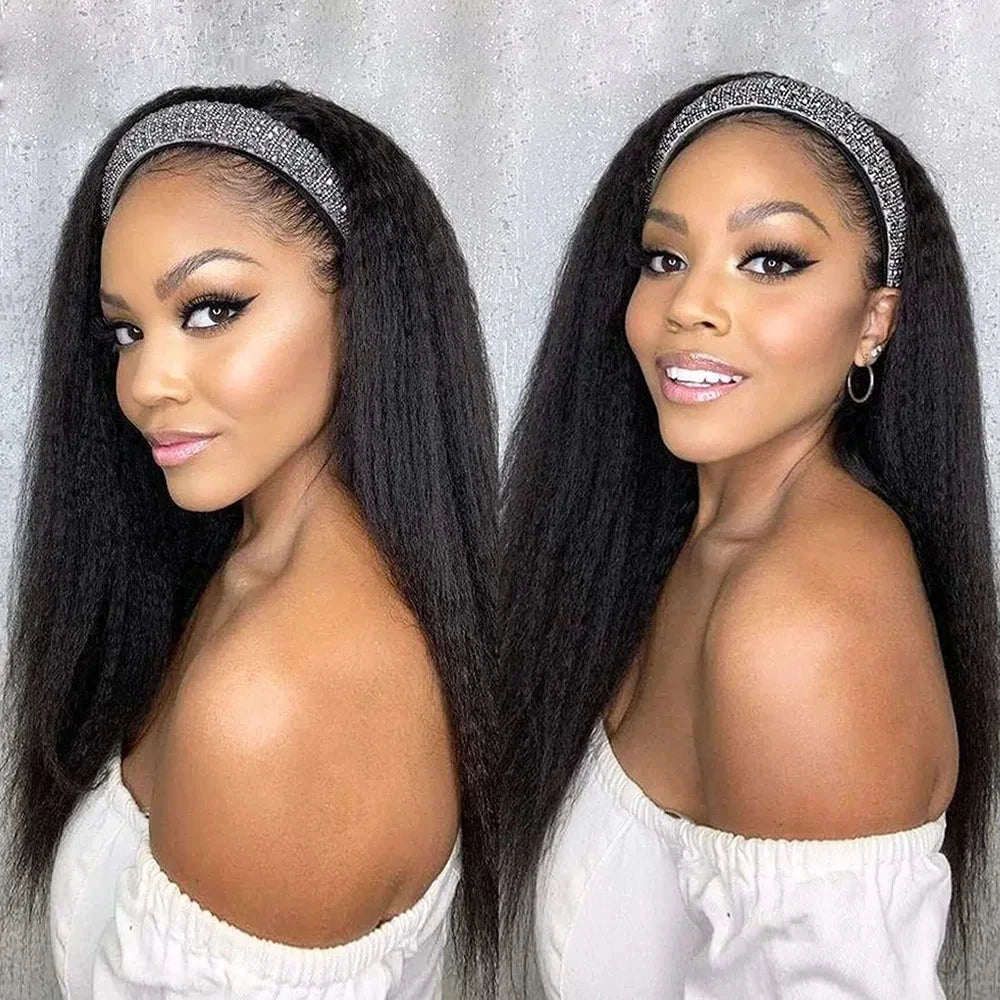 Women's Headband Wig Human Hair Straight Brazilian Wigs For Black Women Remy Full Machine Made Fast Delivery