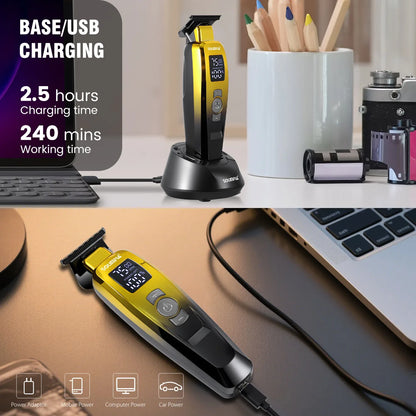 Hair Clippers for Men Professional Barber Clippers 3 Speeds Rechargeable Hair Trimmer with 3 Guide Combs Hair Cutting Machine
