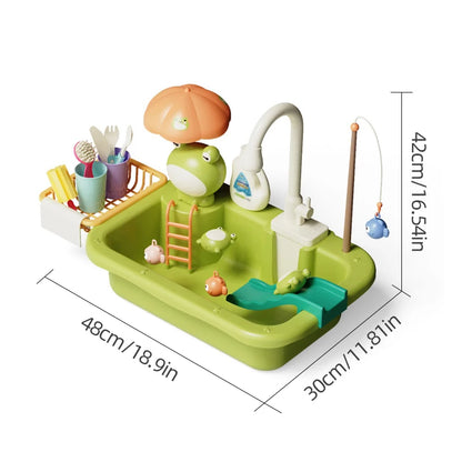 Kids Kitchen Sink Toys Electric Dishwasher Playing Toy With Running Water Pretend Play Food Fishing Toy Role Playing Girls Gifts