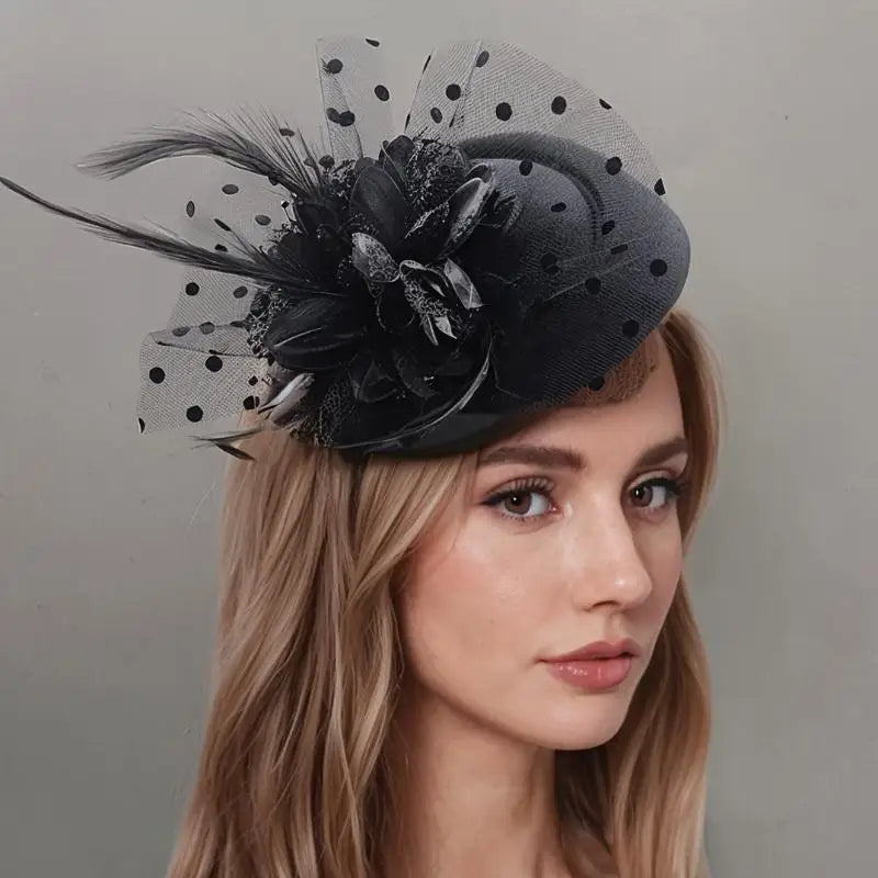 Women's Hair Clip Adorned with Black Pearls and Feathers for Radiant Finish on Special Moments