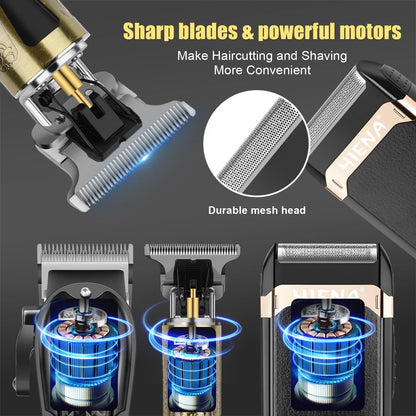 Professional Hair Clippers for Men Cordless Hair Clipper for Hair Cutting Kit 3-in-1 LED Haircut Set with Foil Shaver