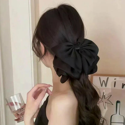 Women's Black Hair Clip French Temperament Bow Ponytail Clip Hair Accessories