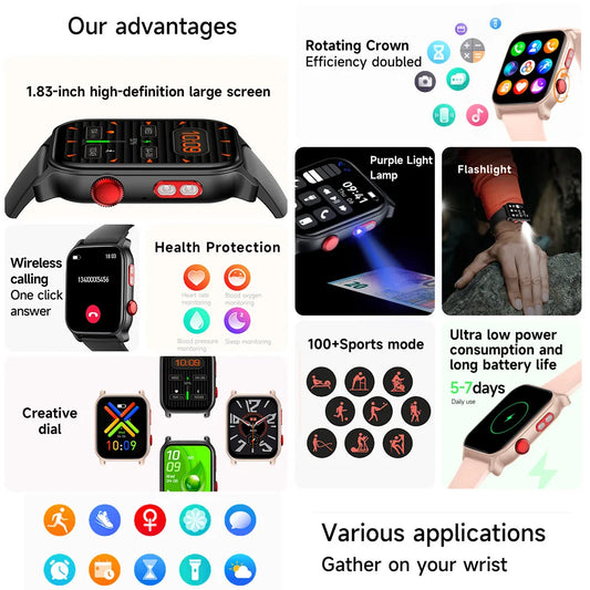 2026 NEW Smart Watches For Women Men Bluetooth Call Full Touch Screen Heart Rate Monitor Women’s Waterproof Smartwatch Ladies