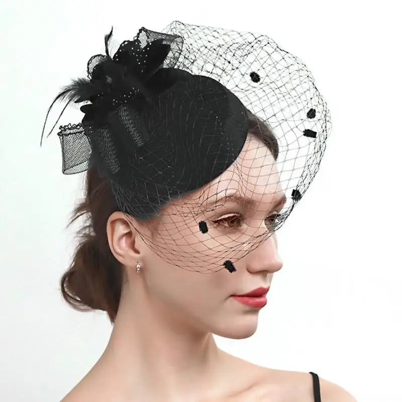 Women's Hair Clip Adorned with Black Pearls and Feathers for Radiant Finish on Special Moments