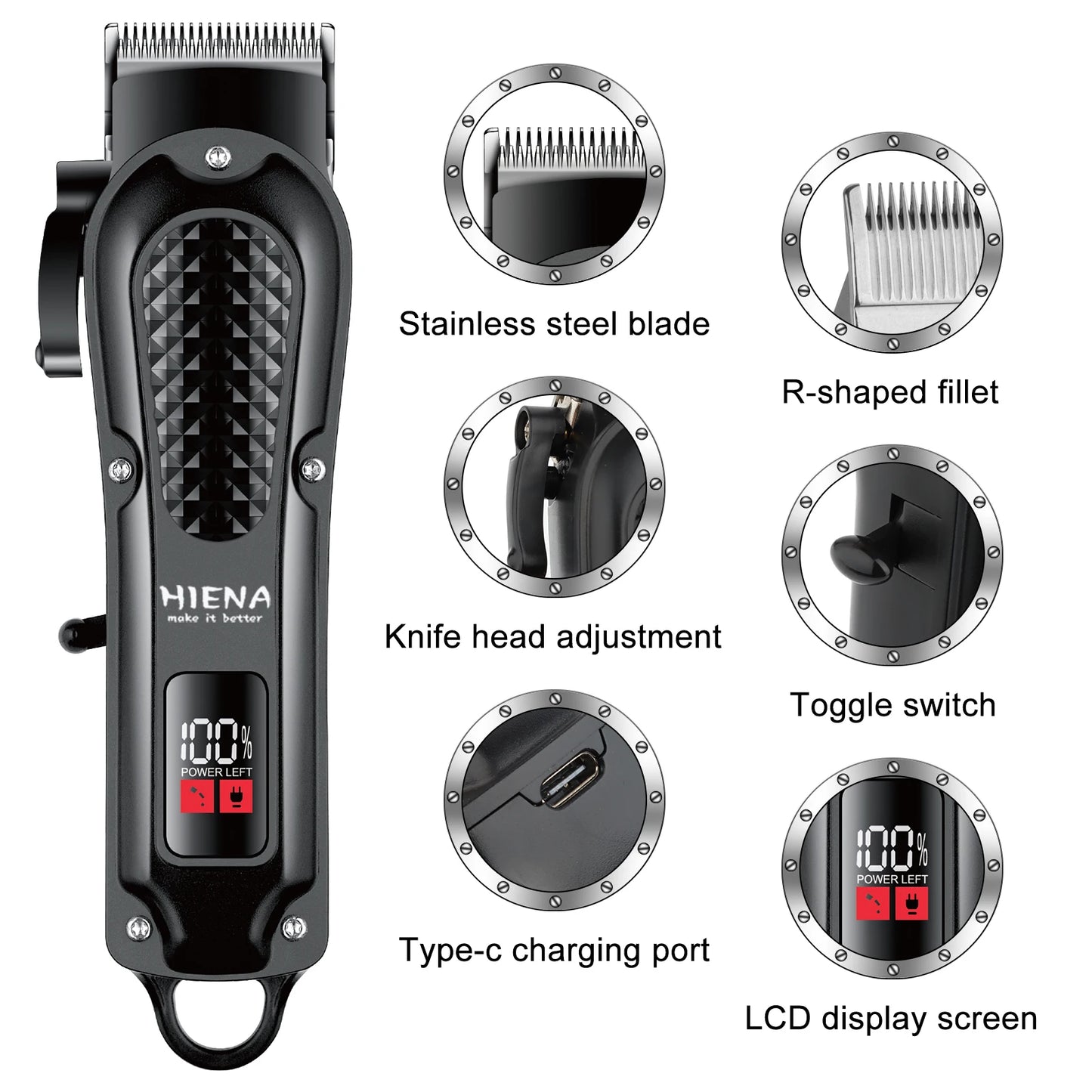 Professional Hair Clippers for Men Cordless Hair Clipper for Hair Cutting Kit 3-in-1 LED Haircut Set with Foil Shaver