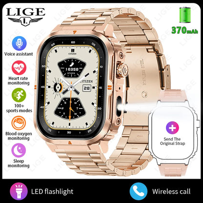 LIGE New Smart Watch For Men Women 2.01" HD Display Health Monitor Sport Fitness Watches AI Voice Bluetooth Call Smartwatch Men