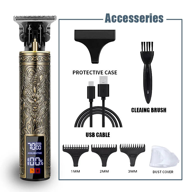 Professional Hair Clippers for Men - Cordless Rechargeable Zero Gapped T-Blade Hair Trimmer Electric Edgers Clippers