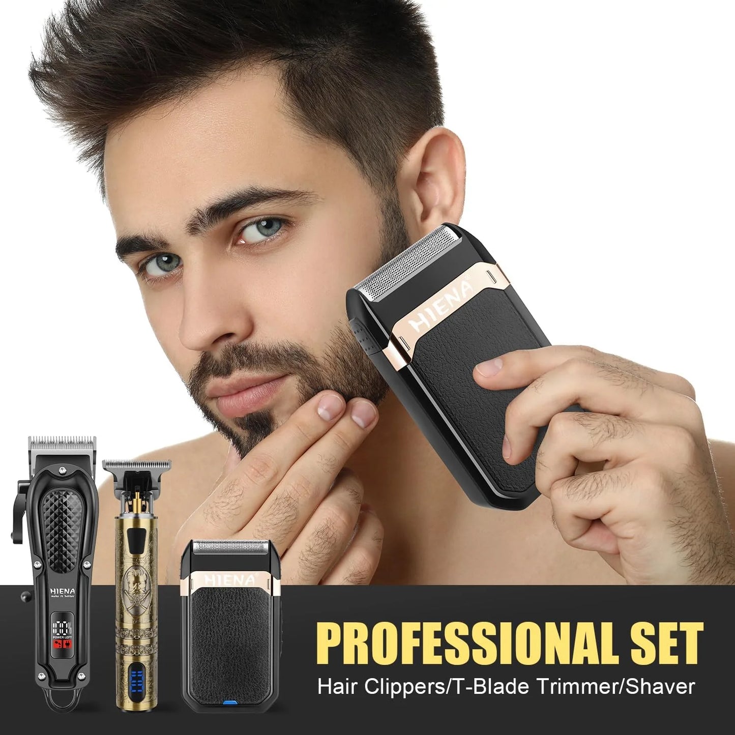 Professional Hair Clippers for Men Cordless Hair Clipper for Hair Cutting Kit 3-in-1 LED Haircut Set with Foil Shaver