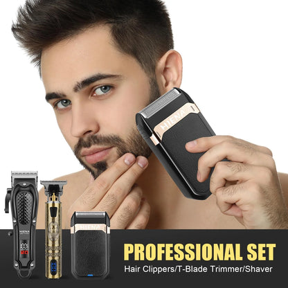 Professional Hair Clippers for Men Cordless Hair Clipper for Hair Cutting Kit 3-in-1 LED Haircut Set with Foil Shaver