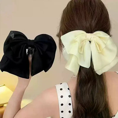 Women's Black Hair Clip French Temperament Bow Ponytail Clip Hair Accessories