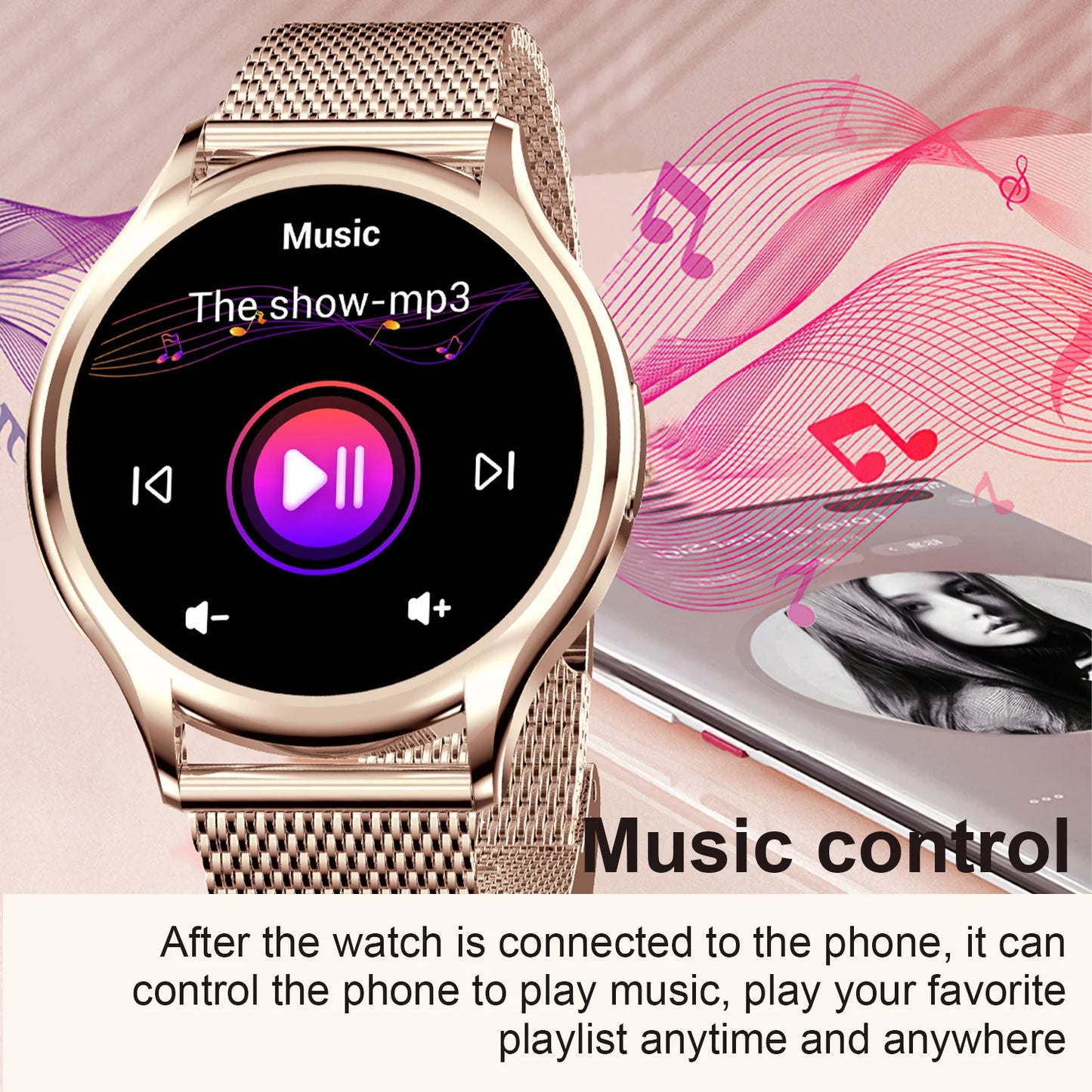 Smart Watch for Women Gifts 1.27 Inch Full Touch Screen Health Sports Fitness Watches Bluetooth Calls Digital Smartwatch Ladies