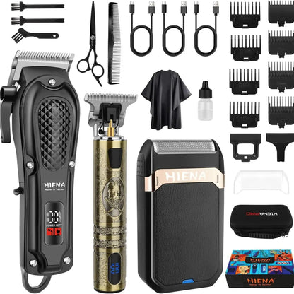 Professional Hair Clippers for Men Cordless Hair Clipper for Hair Cutting Kit 3-in-1 LED Haircut Set with Foil Shaver