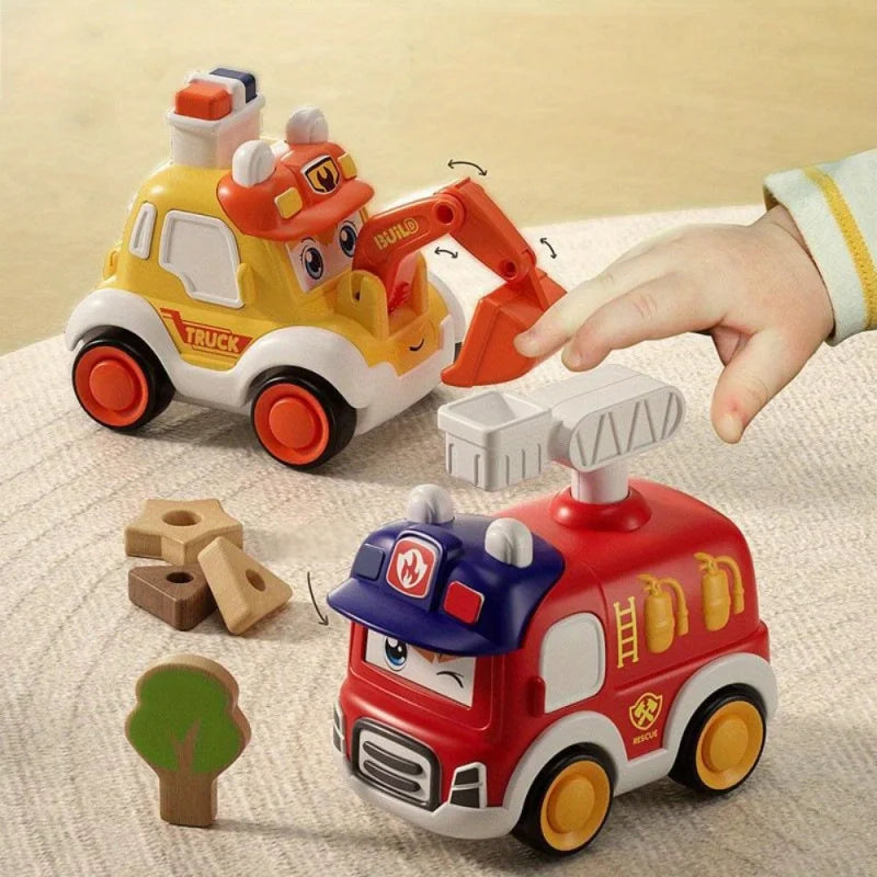 Kids Press & Go Cartoon Car, Simple Manual Operation, Interactive Parent-Child Toy, Ideal Birthday & Christmas Gift