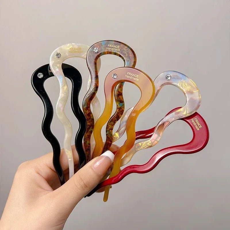 1 piece of French braided hair forks, U-shaped curling forks, retro turtle shells, ladies' hairpins, headwear