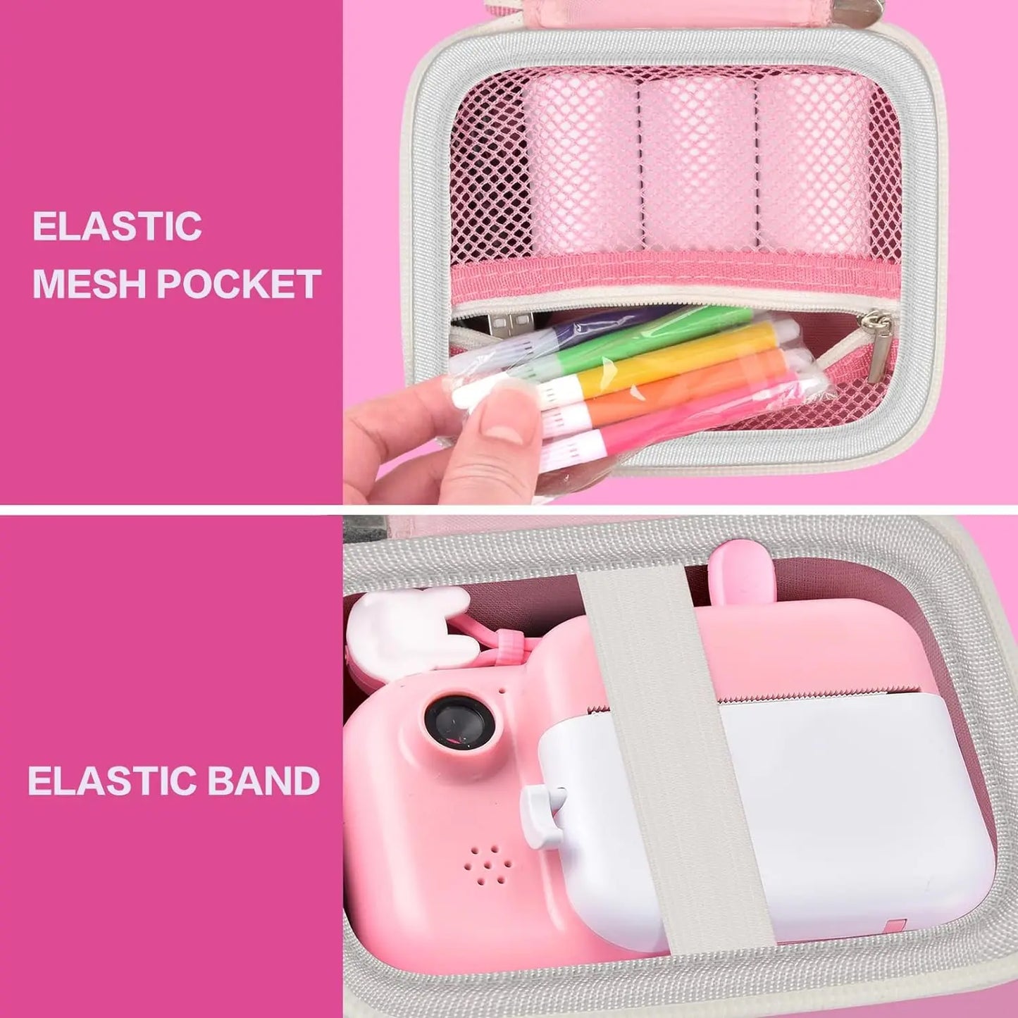 Kids Instant Print Camera Case (CASE ONLY) | Hard Storage Bag for Toddler Digital Print Cameras, Shockproof Travel Organizer for