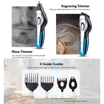 Rechargeable Cordless Hair Clippers Trimmer Grooming Kit for Men Beard Razor Cutting Nose Ear Hair Removal Tool