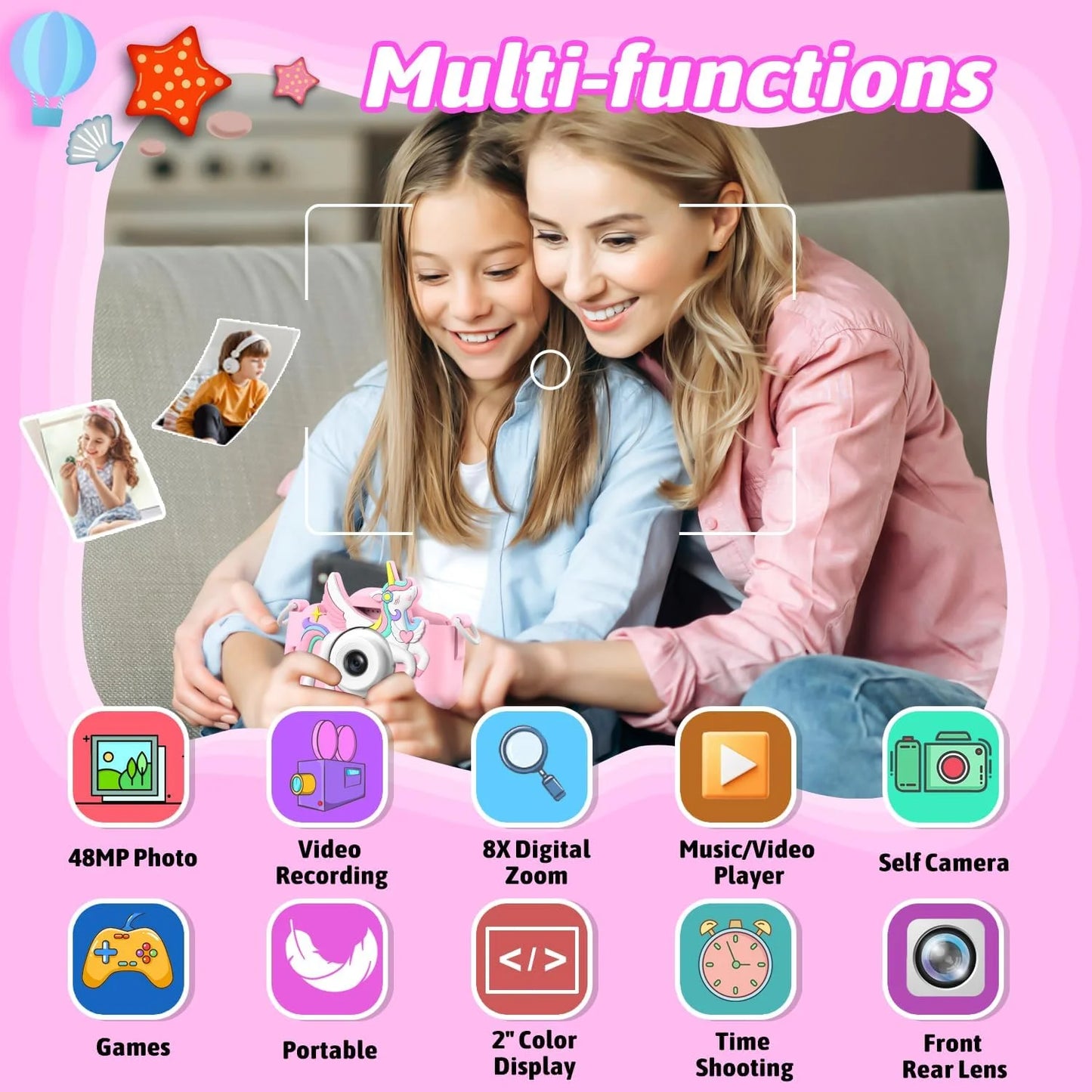 Kids Camera Digital - Cute, Durable & Easy to Use, 1080P Photo/Video for Toddlers 3-10, Best Gift Suitable for 3-12 Years Old