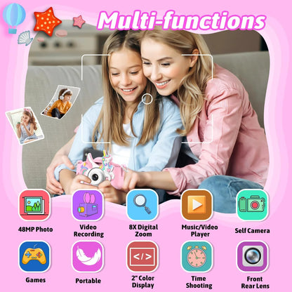 Kids Camera Digital - Cute, Durable & Easy to Use, 1080P Photo/Video for Toddlers 3-10, Best Gift Suitable for 3-12 Years Old