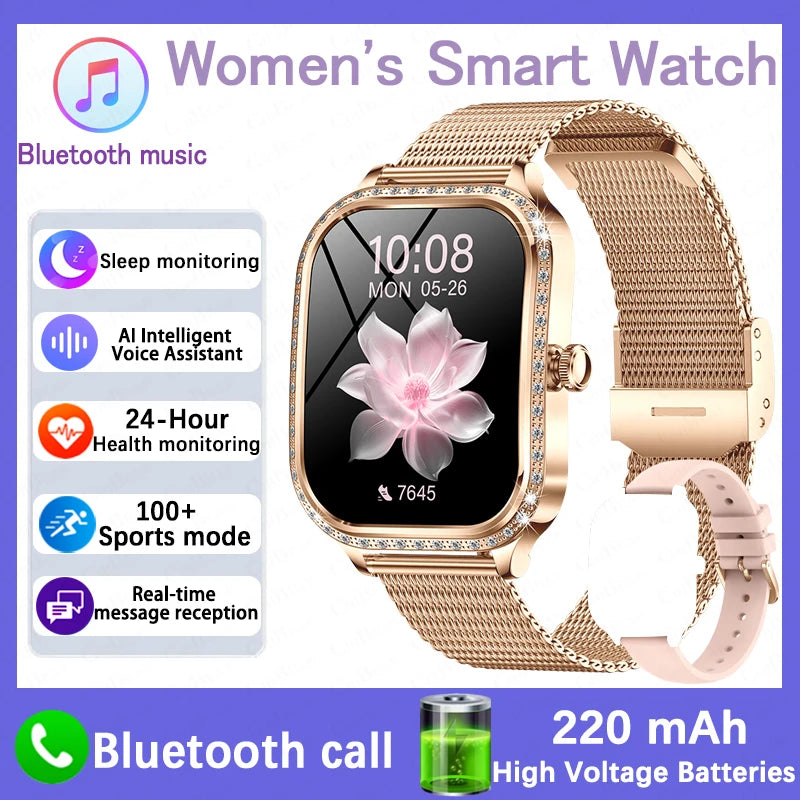2026 New Women Smart Watch 1.75" HD Display Heart Rate Sport Fitness  Waterproof Bracelet BT Call Smartwatch For Android IOS