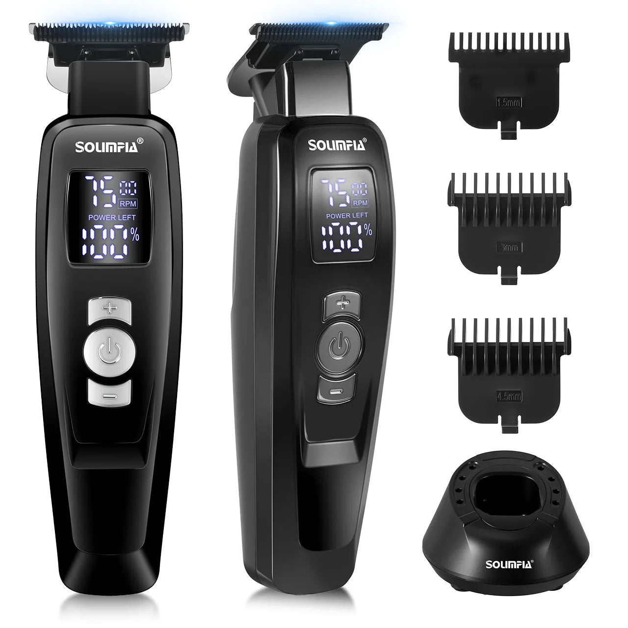 Hair Clippers for Men Professional Barber Clippers 3 Speeds Rechargeable Hair Trimmer with 3 Guide Combs Hair Cutting Machine