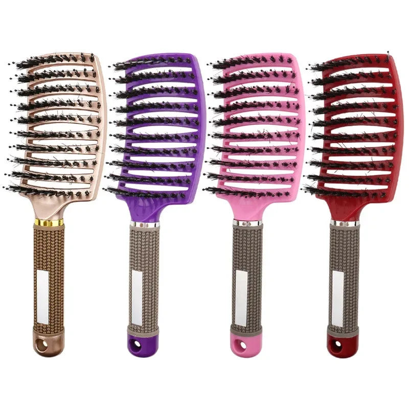 Hair Brush Scalp Massage Comb Hairbrush Bristle;Nylon Women Wet Curly Detangle Hair Brush for Salon Hairdressing Styling Tools
