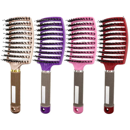 Hair Brush Scalp Massage Comb Hairbrush Bristle;Nylon Women Wet Curly Detangle Hair Brush for Salon Hairdressing Styling Tools