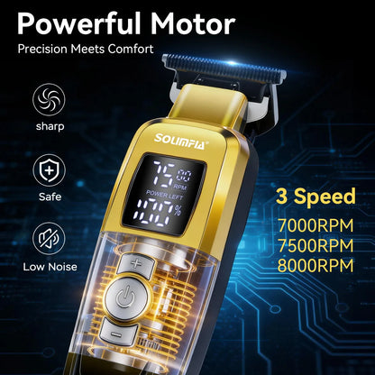 Hair Clippers for Men Professional Barber Clippers 3 Speeds Rechargeable Hair Trimmer with 3 Guide Combs Hair Cutting Machine