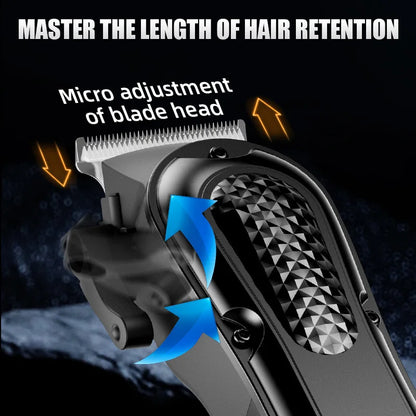 Men's Professional Hair Clippers Kit Cordless & Corded Barber Clippers Set Grooming Rechargeable Trimmer with Adjustable Blade