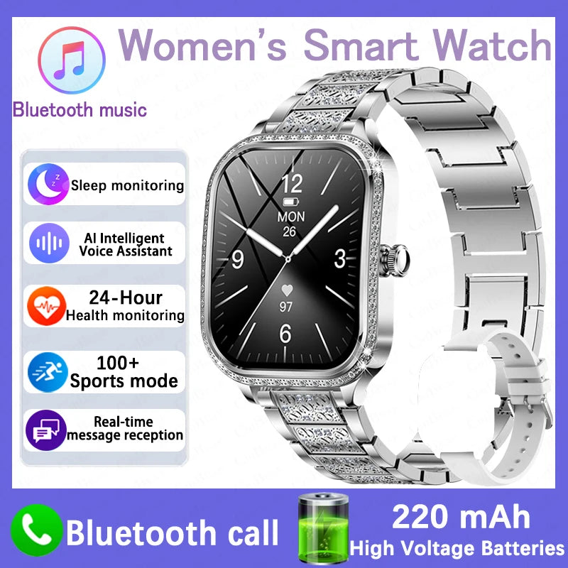 2026 New Women Smart Watch 1.75" HD Display Heart Rate Sport Fitness  Waterproof Bracelet BT Call Smartwatch For Android IOS