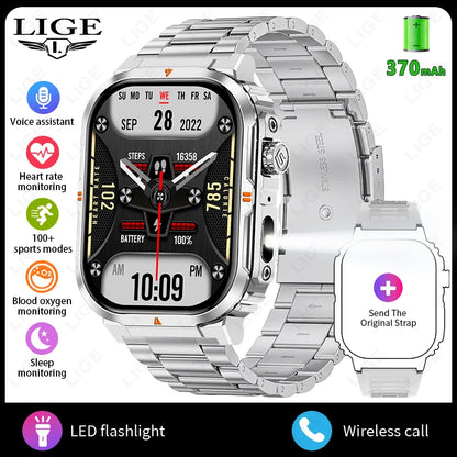 LIGE New Smart Watch For Men Women 2.01" HD Display Health Monitor Sport Fitness Watches AI Voice Bluetooth Call Smartwatch Men