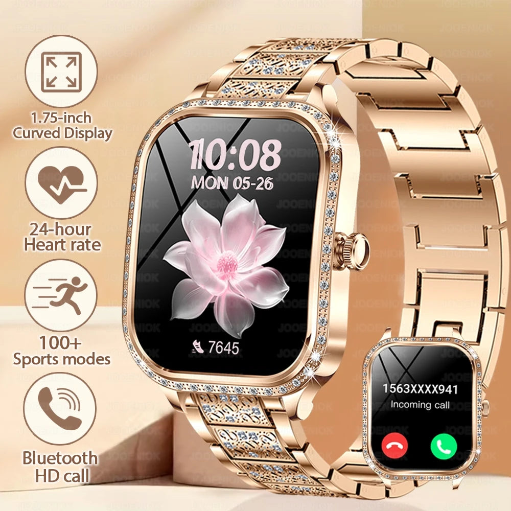 2026 New Women Smart Watch 1.75" HD Display Heart Rate Sport Fitness  Waterproof Bracelet BT Call Smartwatch For Android IOS