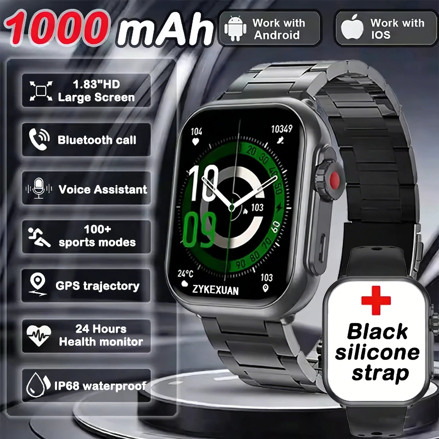 2026 New For Xiaomi Smart Watch Men Women 1.83-Inch HD AMOLED Full Touch Screen IP68 Waterproof Bluetooth Call SmartWatch Man