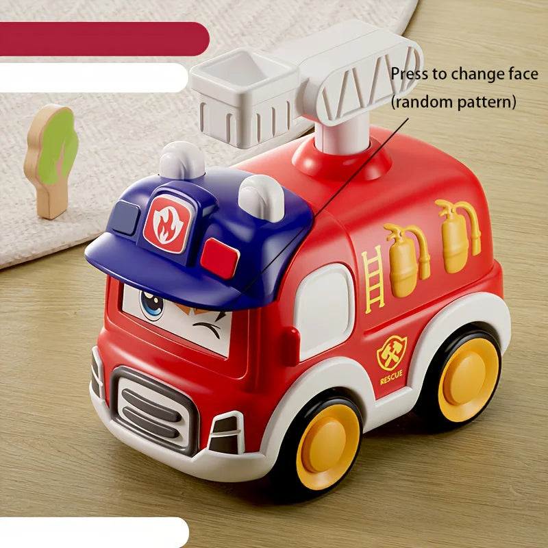 Kids Press & Go Cartoon Car, Simple Manual Operation, Interactive Parent-Child Toy, Ideal Birthday & Christmas Gift