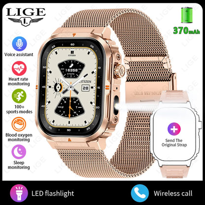 LIGE New Smart Watch For Men Women 2.01" HD Display Health Monitor Sport Fitness Watches AI Voice Bluetooth Call Smartwatch Men