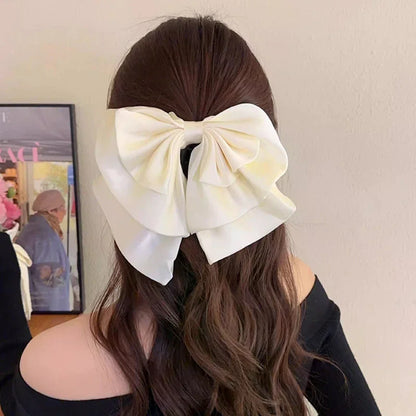 Women's Black Hair Clip French Temperament Bow Ponytail Clip Hair Accessories