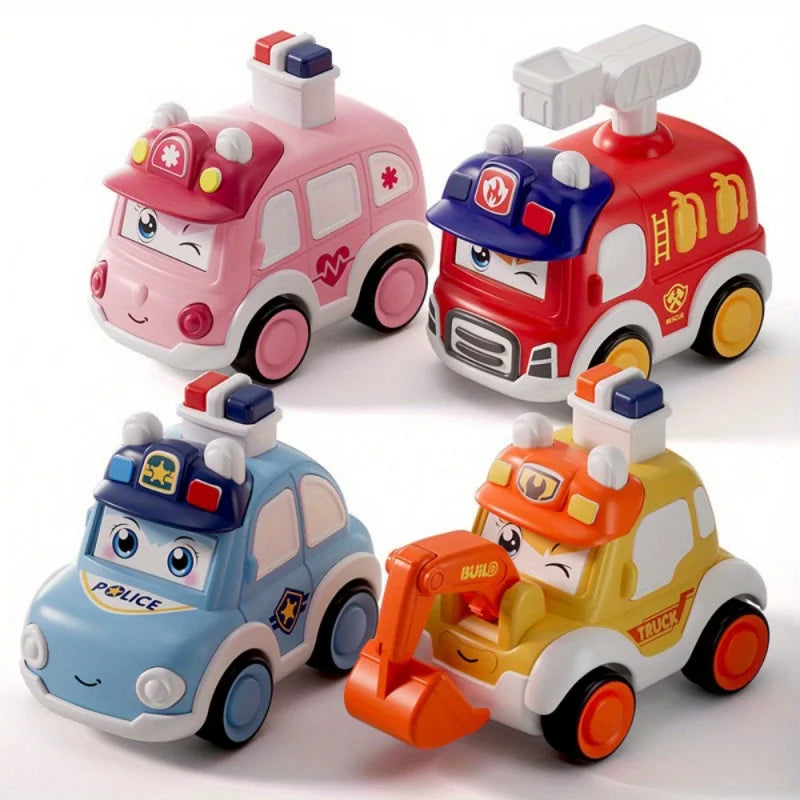 Kids Press & Go Cartoon Car, Simple Manual Operation, Interactive Parent-Child Toy, Ideal Birthday & Christmas Gift