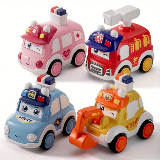 Kids Press & Go Cartoon Car, Simple Manual Operation, Interactive Parent-Child Toy, Ideal Birthday & Christmas Gift