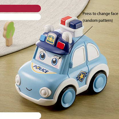 Kids Press & Go Cartoon Car, Simple Manual Operation, Interactive Parent-Child Toy, Ideal Birthday & Christmas Gift