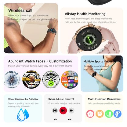 Smart Watch women 2026 New Lady Fashion AMOLED HD Screen GPS Sport Heart Rate Bluetooth Call Waterproof Outdoor Watch Women
